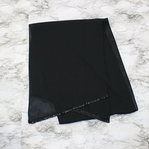 JEFFREY & DORA EVENINGS Gown Dress Sheer Formal Chiffon Shawl Black 2 Piece  10 - Picture 7 of 16